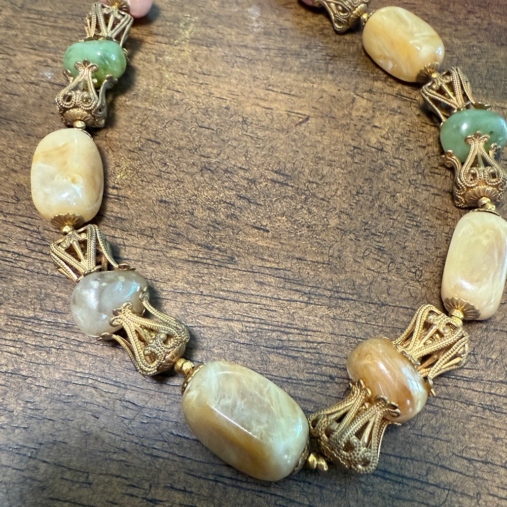 Miriam Haskell Gold and Cream Necklace
